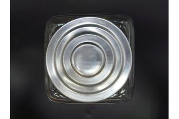 アンティーク雑貨　当時物　デッドストック　アルミ蓋　レトロな雰囲気を醸し出すガラス瓶3個セット(角型、角瓶、キャニスター、ガラスビン、菓子瓶、硝子、フタ付き)(R-075867)