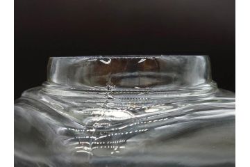 アンティーク雑貨　当時物　デッドストック　アルミ蓋　大・中・小　お洒落なディスプレイが叶うレトロなガラス瓶3個セット(角型、角瓶、キャニスター、ガラスビン、菓子瓶、硝子、フタ付き)(R-075868)