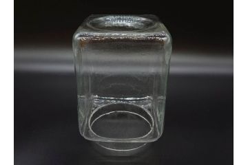 アンティーク雑貨　当時物　デッドストック　アルミ蓋　大・中・小　お洒落なディスプレイが叶うレトロなガラス瓶3個セット(角型、角瓶、キャニスター、ガラスビン、菓子瓶、硝子、フタ付き)(R-075868)