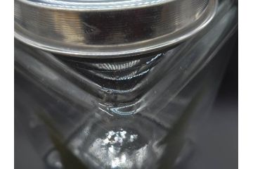 アンティーク雑貨　当時物　デッドストック　アルミ蓋　レトロな雰囲気を醸し出すガラス瓶3個セット(角型、角瓶、キャニスター、ガラスビン、菓子瓶、硝子、フタ付き)(R-075869)