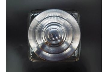 アンティーク雑貨　当時物　デッドストック　アルミ蓋　大・小　お洒落なディスプレイが叶うレトロなガラス瓶2個セット(角型、角瓶、キャニスター、ガラスビン、菓子瓶、硝子、フタ付き)(R-075871)