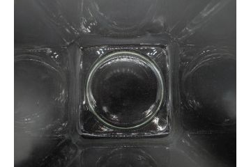 アンティーク雑貨　当時物　デッドストック　アルミ蓋　大・小　お洒落なディスプレイが叶うレトロなガラス瓶2個セット(角型、角瓶、キャニスター、ガラスビン、菓子瓶、硝子、フタ付き)(R-075871)