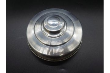 アンティーク雑貨　当時物　デッドストック　アルミ蓋　大・小　お洒落なディスプレイが叶うレトロなガラス瓶2個セット(角型、角瓶、キャニスター、ガラスビン、菓子瓶、硝子、フタ付き)(R-075871)