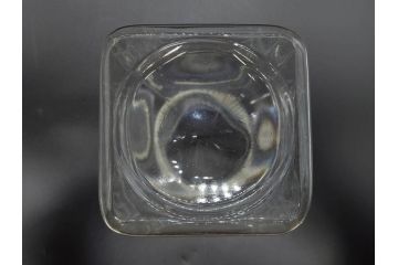 アンティーク雑貨　当時物　デッドストック　アルミ蓋　大・小　お洒落なディスプレイが叶うレトロなガラス瓶2個セット(角型、角瓶、キャニスター、ガラスビン、菓子瓶、硝子、フタ付き)(R-075871)