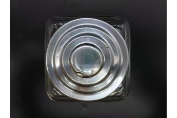 アンティーク雑貨　当時物　デッドストック　アルミ蓋　レトロな雰囲気を醸し出すガラス瓶3個セット(角型、角瓶、キャニスター、ガラスビン、菓子瓶、硝子、フタ付き)(R-075872)