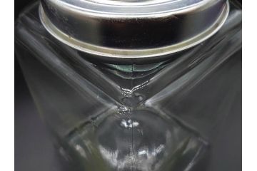アンティーク雑貨　当時物　デッドストック　アルミ蓋　レトロな雰囲気を醸し出すガラス瓶3個セット(角型、角瓶、キャニスター、ガラスビン、菓子瓶、硝子、フタ付き)(R-075873)