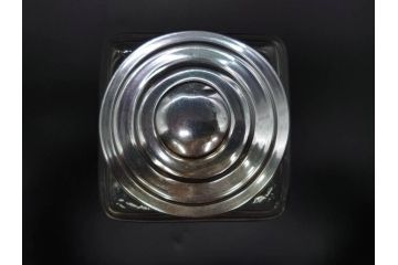 アンティーク雑貨　当時物　デッドストック　アルミ蓋　レトロな雰囲気を醸し出すガラス瓶2個セット(角型、角瓶、キャニスター、ガラスビン、菓子瓶、硝子、フタ付き)(R-075876)