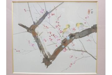 真作　竹内栖鳳　「梅園禽語」　限定200部　84/200　リトラグフ(版画、絵画、額装、箱付き)(R-075897)