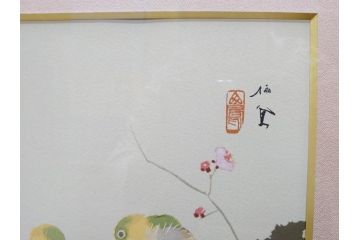 真作　竹内栖鳳　「梅園禽語」　限定200部　84/200　リトラグフ(版画、絵画、額装、箱付き)(R-075897)