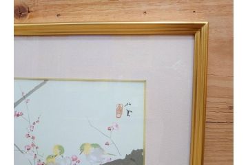 真作　竹内栖鳳　「梅園禽語」　限定200部　84/200　リトラグフ(版画、絵画、額装、箱付き)(R-075897)