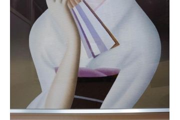 真作　東郷青児に師事した洋画家　久下塚青蘭(東郷青蘭)　F10(10号)　油彩画(東郷青児の内弟子、絵画、人物画、女性、油絵、額装)(R-075898)