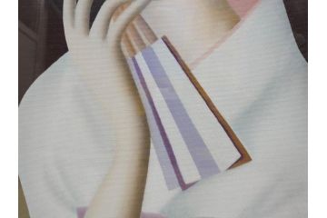 真作　東郷青児に師事した洋画家　久下塚青蘭(東郷青蘭)　F10(10号)　油彩画(東郷青児の内弟子、絵画、人物画、女性、油絵、額装)(R-075898)