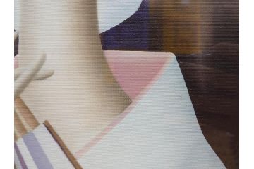 真作　東郷青児に師事した洋画家　久下塚青蘭(東郷青蘭)　F10(10号)　油彩画(東郷青児の内弟子、絵画、人物画、女性、油絵、額装)(R-075898)