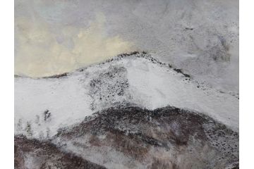 真作　松本栄　「雪の最上川」　日本画(絵画、風景、額装、共シール、箱付き)(R-075899)
