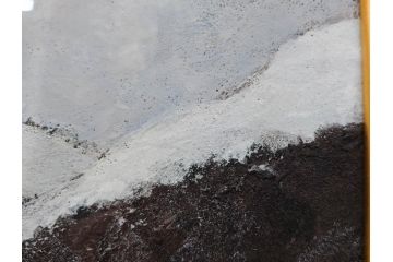 真作　松本栄　「雪の最上川」　日本画(絵画、風景、額装、共シール、箱付き)(R-075899)