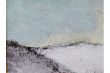 真作　松本栄　「雪の最上川」　日本画(絵画、風景、額装、共シール、箱付き)(R-075899)