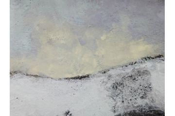 真作　松本栄　「雪の最上川」　日本画(絵画、風景、額装、共シール、箱付き)(R-075899)
