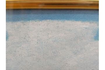 真作　松本栄　「珊瑚礁の海」　日本画(絵画、風景、額装、共シール、箱付き)(R-075900)