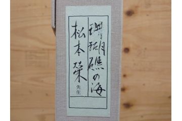 真作　松本栄　「珊瑚礁の海」　日本画(絵画、風景、額装、共シール、箱付き)(R-075900)