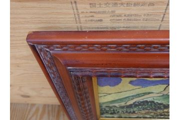真作　超稀少　田崎広助(廣助)　「宝満山」　74.5cm×39.5cm　磁彩画(陶板画、陶額、額装)(R-075901)