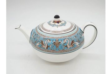 ウェッジウッド　WEDGWOOD　フロレンティーン　ターコイズ　クラシックで重厚な雰囲気が魅力のティーセット(ティーポット、ティーカップ&ソーサー5客、C&S、クリーマー、ミルクポット、ピオニー、洋食器)(R-075903)