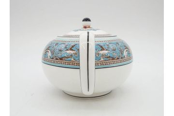 ウェッジウッド　WEDGWOOD　フロレンティーン　ターコイズ　クラシックで重厚な雰囲気が魅力のティーセット(ティーポット、ティーカップ&ソーサー5客、C&S、クリーマー、ミルクポット、ピオニー、洋食器)(R-075903)