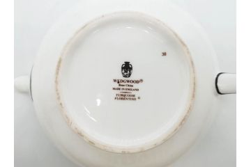 ウェッジウッド　WEDGWOOD　フロレンティーン　ターコイズ　クラシックで重厚な雰囲気が魅力のティーセット(ティーポット、ティーカップ&ソーサー5客、C&S、クリーマー、ミルクポット、ピオニー、洋食器)(R-075903)