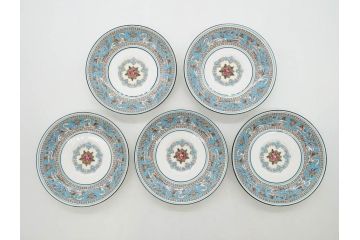 ウェッジウッド　WEDGWOOD　フロレンティーン　ターコイズ　クラシックで重厚な雰囲気が魅力のティーセット(ティーポット、ティーカップ&ソーサー5客、C&S、クリーマー、ミルクポット、ピオニー、洋食器)(R-075903)