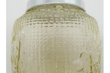 戦前　大正〜昭和初期　昭和レトロな雰囲気を醸し出す古いあめや瓶(菓子瓶、砂糖壷、キャンディーポット、ガラス瓶、ガラスビン、蓋(フタ)付き、ペロペロ、飴屋)(R-075904)