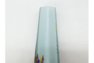 昭和レトロ　戦前　大正　置くだけでお部屋のアクセントになる古いマーブルガラス花瓶2個セット(六角、一輪挿し、花入、花器、硝子)(R-075905)