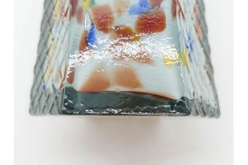 昭和レトロ　戦前　大正　置くだけでお部屋のアクセントになる古いマーブルガラス花瓶2個セット(六角、一輪挿し、花入、花器、硝子)(R-075905)