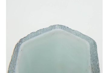 昭和レトロ　戦前　大正　置くだけでお部屋のアクセントになる古いマーブルガラス花瓶2個セット(六角、一輪挿し、花入、花器、硝子)(R-075905)