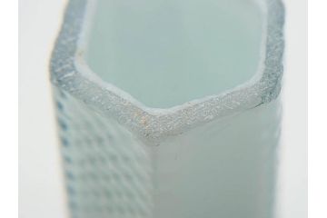 昭和レトロ　戦前　大正　置くだけでお部屋のアクセントになる古いマーブルガラス花瓶2個セット(六角、一輪挿し、花入、花器、硝子)(R-075905)