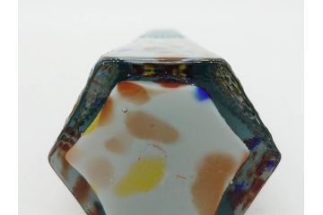 昭和レトロ　戦前　大正　置くだけでお部屋のアクセントになる古いマーブルガラス花瓶2個セット(六角、一輪挿し、花入、花器、硝子)(R-075905)