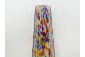 昭和レトロ　戦前　大正　置くだけでお部屋のアクセントになる古いマーブルガラス花瓶2個セット(六角、一輪挿し、花入、花器、硝子)(R-075905)