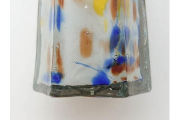 昭和レトロ　戦前　大正　置くだけでお部屋のアクセントになる古いマーブルガラス花瓶2個セット(六角、一輪挿し、花入、花器、硝子)(R-075905)