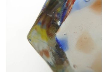 昭和レトロ　戦前　大正　置くだけでお部屋のアクセントになる古いマーブルガラス花瓶2個セット(六角、一輪挿し、花入、花器、硝子)(R-075905)