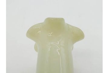昭和レトロ　戦前　大正　可愛らしいデザインの古いマーブルガラス花瓶2個セット(フリル、色被せ、一輪挿し、花入、花器、硝子、吹きガラス)(R-075906)