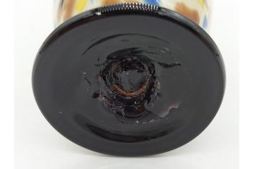 昭和レトロ　戦前　大正　可愛らしいデザインの古いマーブルガラス花瓶2個セット(フリル、色被せ、一輪挿し、花入、花器、硝子、吹きガラス)(R-075906)