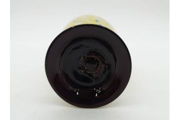 昭和レトロ　戦前　大正　鮮やかな黄色が空間のアクセントになる古いマーブルガラス花瓶(フリル、吹雪、色被せ、一輪挿し、花入、花器、硝子、吹きガラス)(R-075907)
