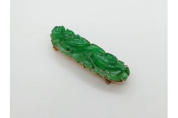 翡翠　フラワーデザイン　K18 金　華やかな意匠が素敵な帯留め(ヒスイ、帯締め、着物道具、和装小物、アクセサリー)(R-075908)