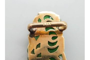 翡翠　フラワーデザイン　K18 金　華やかな意匠が素敵な帯留め(ヒスイ、帯締め、着物道具、和装小物、アクセサリー)(R-075908)