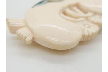アンティーク　角彫　螺鈿細工　繊細なデザインが和の趣を感じさせる帯留め(鹿角?、勾玉モチーフ、帯締め、着物道具、和装小物、アクセサリー)(R-075909)