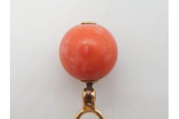 珊瑚玉　K18 金　シンプルながらも上品な雰囲気溢れる簪(サンゴ、かんざし、玉簪、和装小物、髪飾り、アクセサリー)(R-075910)