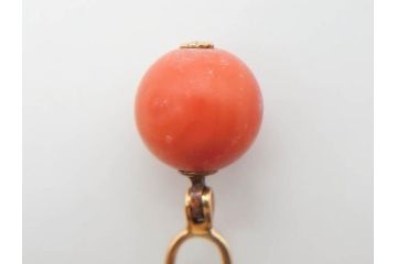 珊瑚玉　K18 金　シンプルながらも上品な雰囲気溢れる簪(サンゴ、かんざし、玉簪、和装小物、髪飾り、アクセサリー)(R-075910)