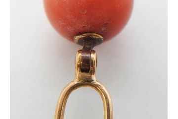 珊瑚玉　K18 金　シンプルながらも上品な雰囲気溢れる簪(サンゴ、かんざし、玉簪、和装小物、髪飾り、アクセサリー)(R-075910)
