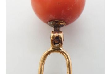 珊瑚玉　K18 金　シンプルながらも上品な雰囲気溢れる簪(サンゴ、かんざし、玉簪、和装小物、髪飾り、アクセサリー)(R-075910)
