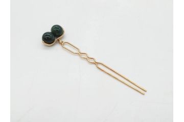 翡翠　K18 金　落ち着いた色合いが品のある雰囲気を醸し出す簪(ヒスイ、かんざし、和装小物、髪飾り、アクセサリー)(R-075911)