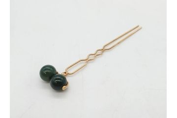 翡翠　K18 金　落ち着いた色合いが品のある雰囲気を醸し出す簪(ヒスイ、かんざし、和装小物、髪飾り、アクセサリー)(R-075911)
