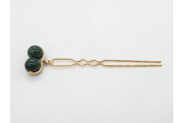 翡翠　K18 金　落ち着いた色合いが品のある雰囲気を醸し出す簪(ヒスイ、かんざし、和装小物、髪飾り、アクセサリー)(R-075911)